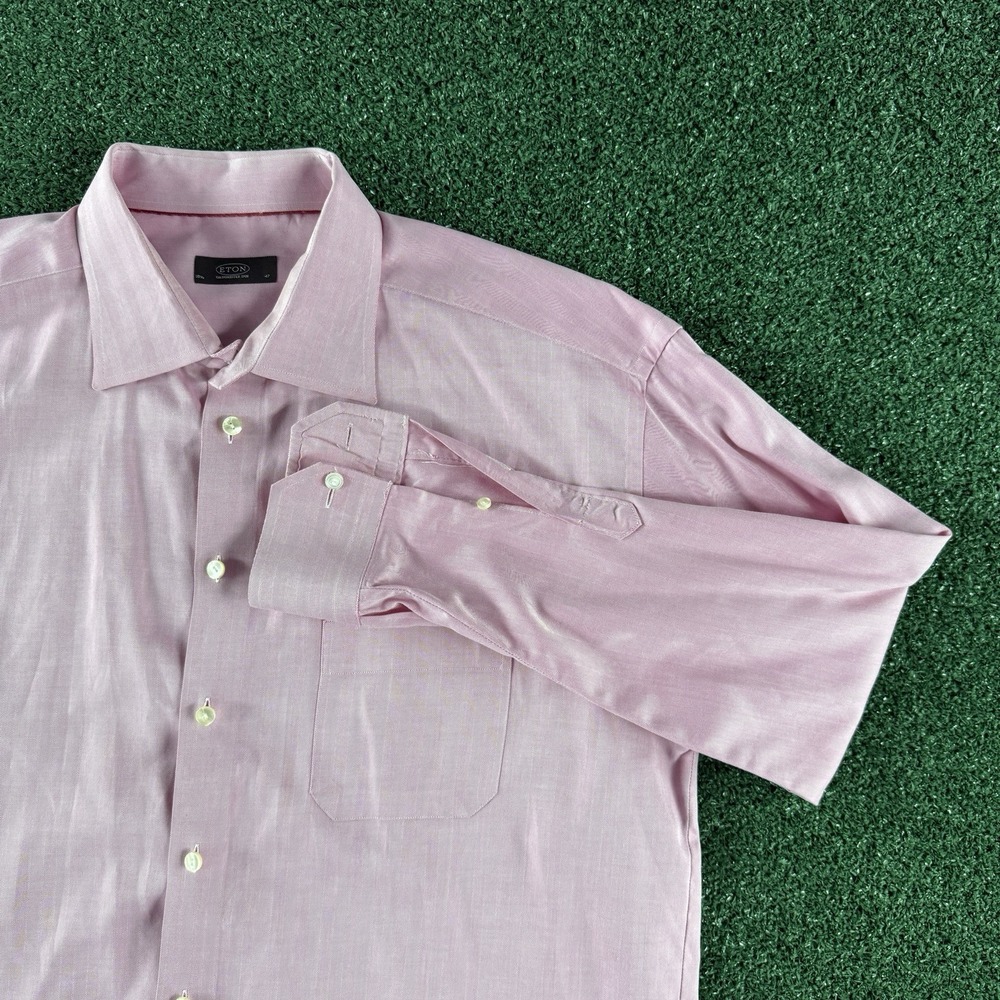 Eton Men's Long Sleeve Button Dress Shirt Size 18.5 47 Pink